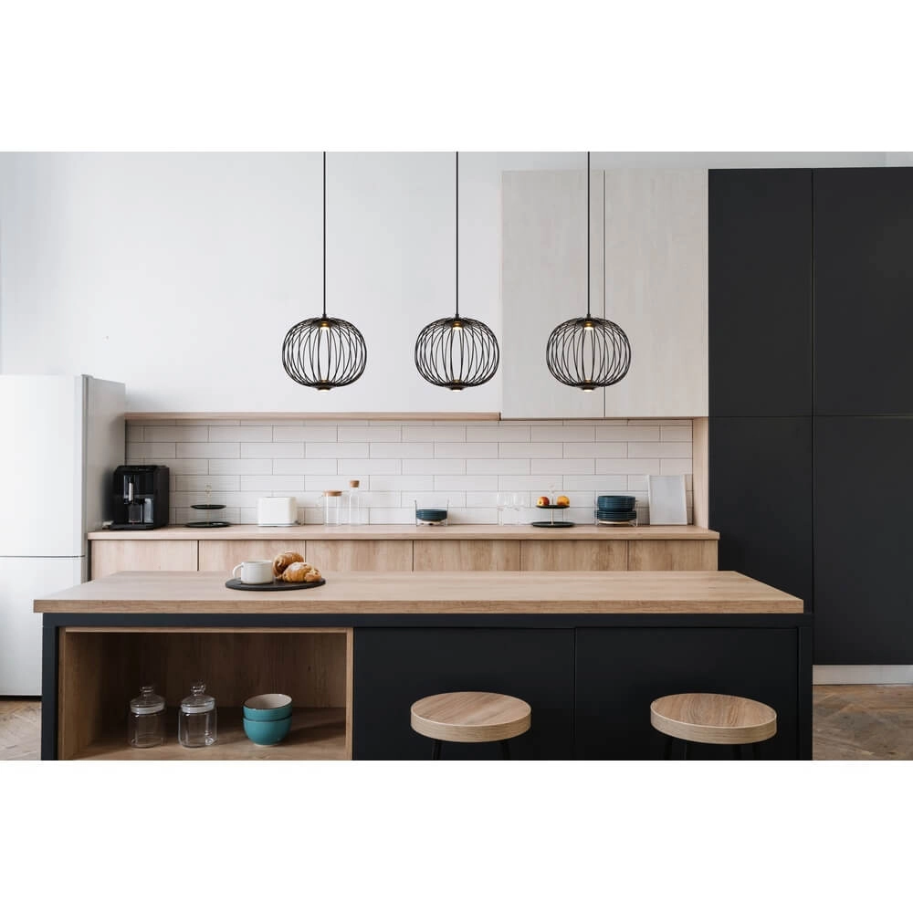 Black pendant lamp Galway 3-light cage Globo 9007371462339