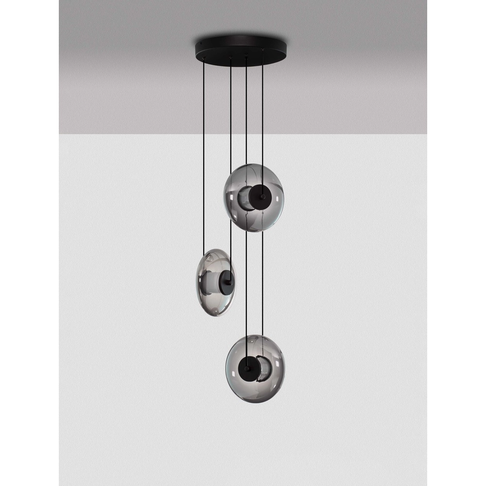 Unique pendant lamp Ballet Black 3-light round Lyora 5212017458438