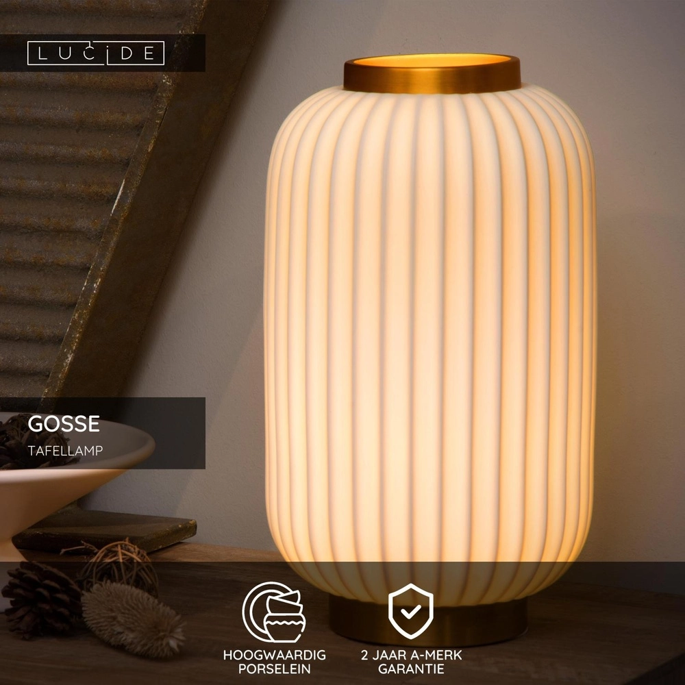 Design table lamp Gosse Gold with white Lucide 5411212134165