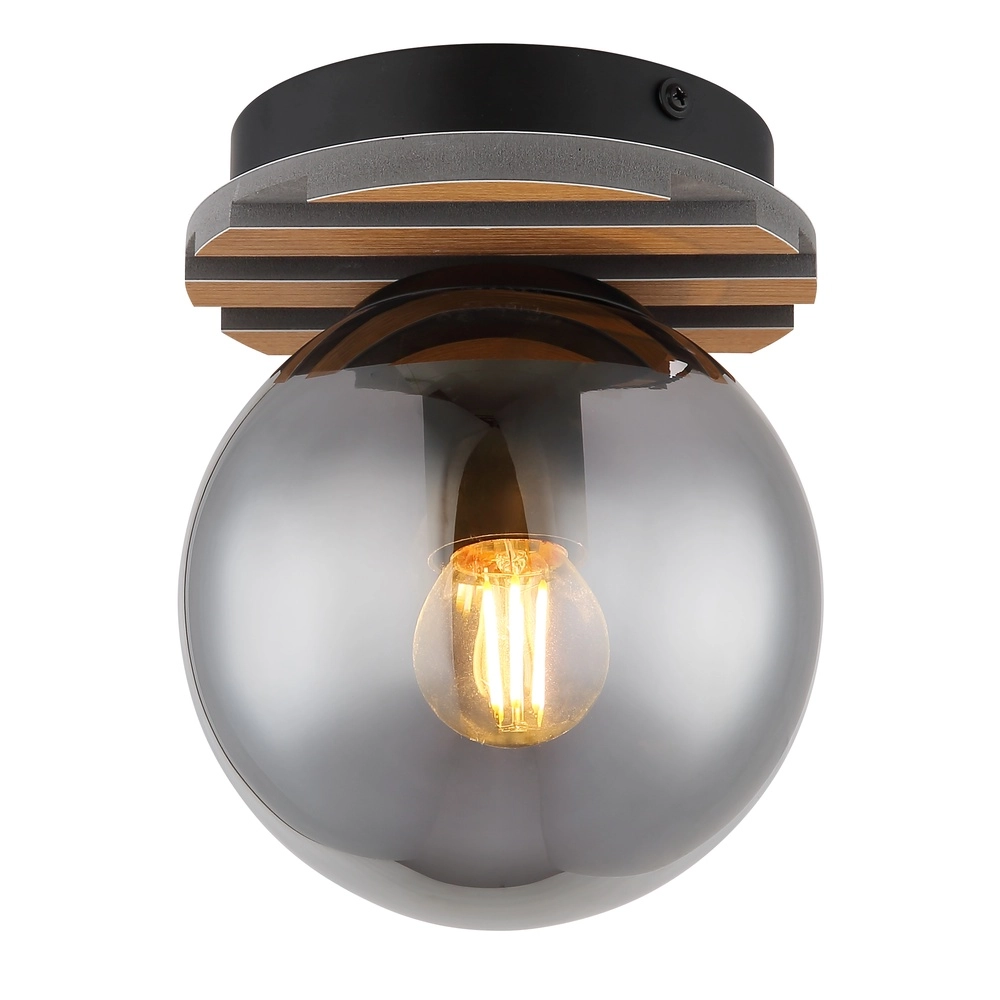 Ceiling lamp Parsons black with wood