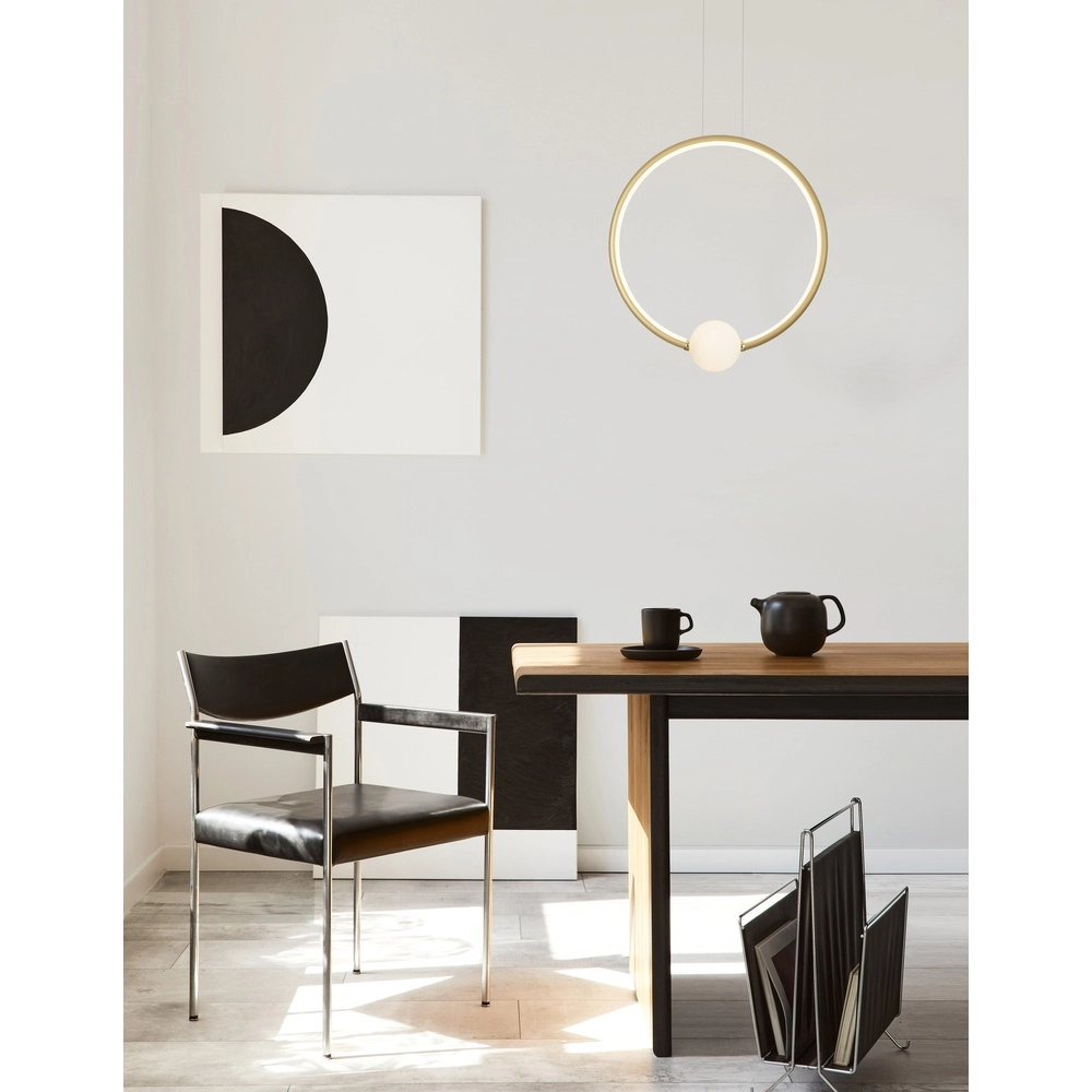Pendant lamp Celia Gold with white round Lyora 5212017429360
