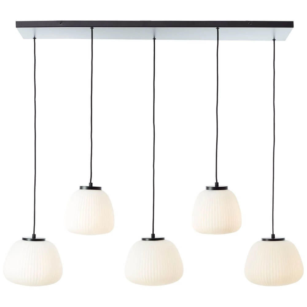 Pendant lamp Kaizen 5-light black with white