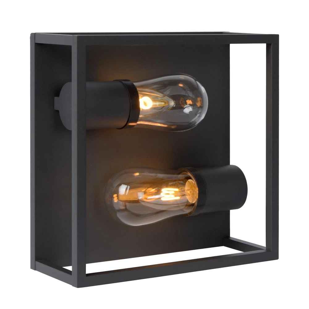 Black wall lamp Carlyn 2-light bathroom IP54 Lucide 5411212271709