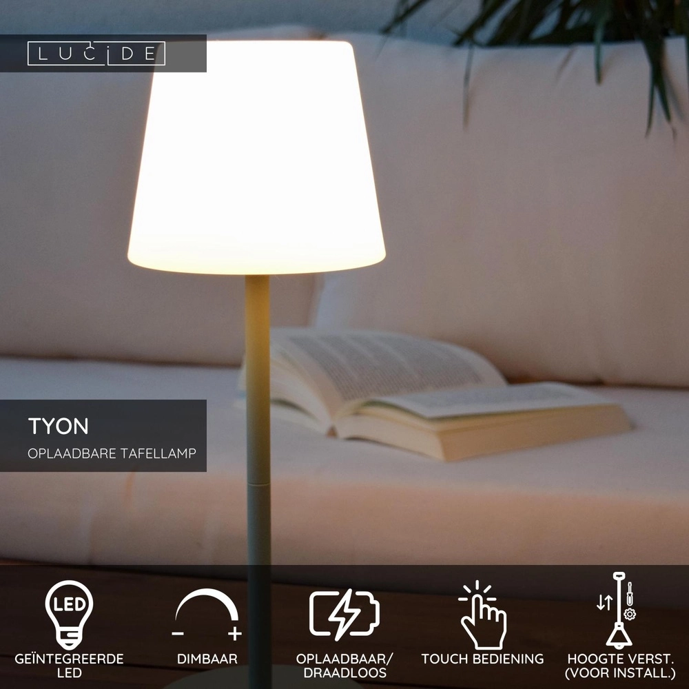 Rechargeable table lamp Tyon Green Lucide 5411212134752
