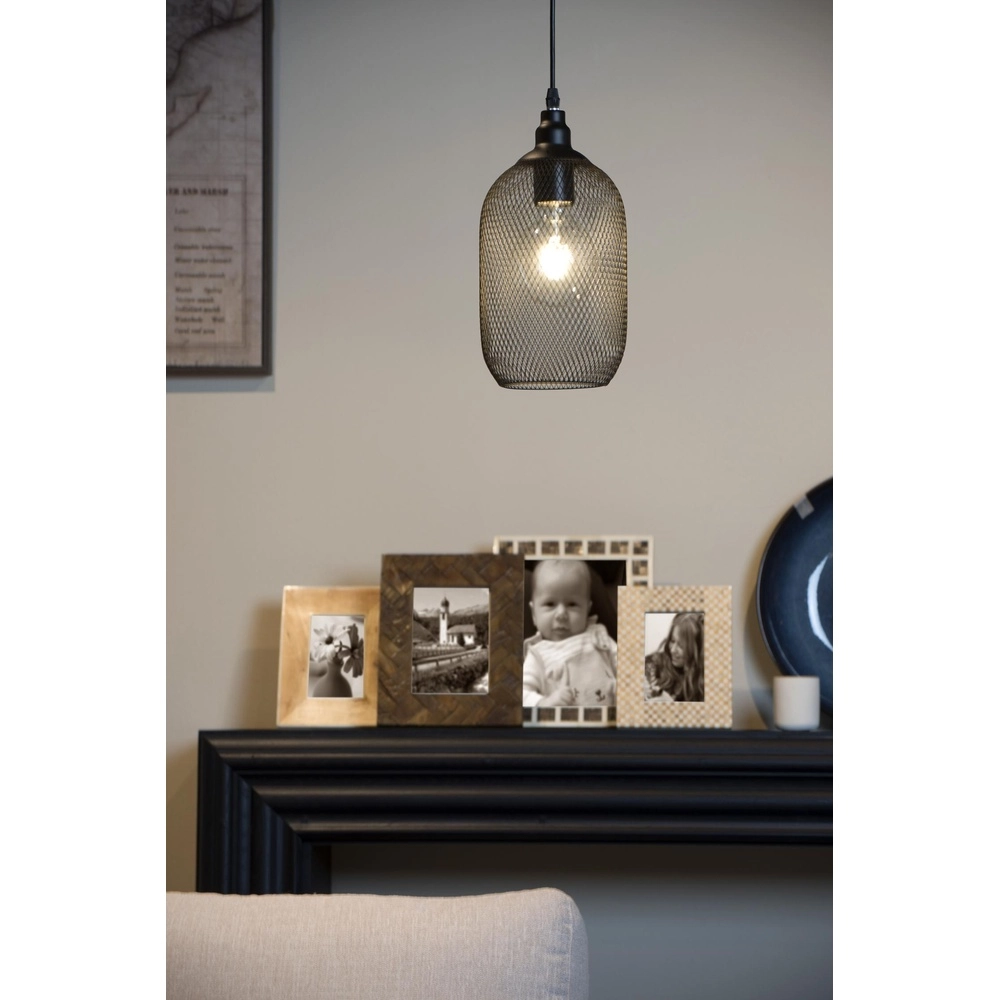 Mesh pendant lamp Mesh Ø 15cm black Lucide 5411212430373