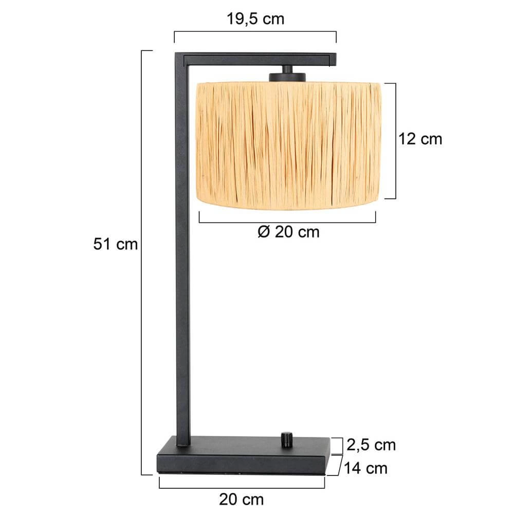Table lamp Stang with dimmer and straw-colored shade Steinhauer 8712746172157