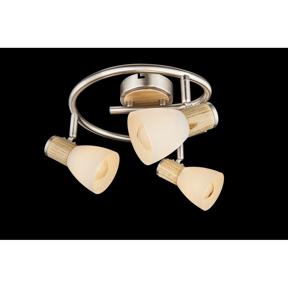 Ceiling lamp Gylfi nickel with wood 3-lights Globo 9007371349548
