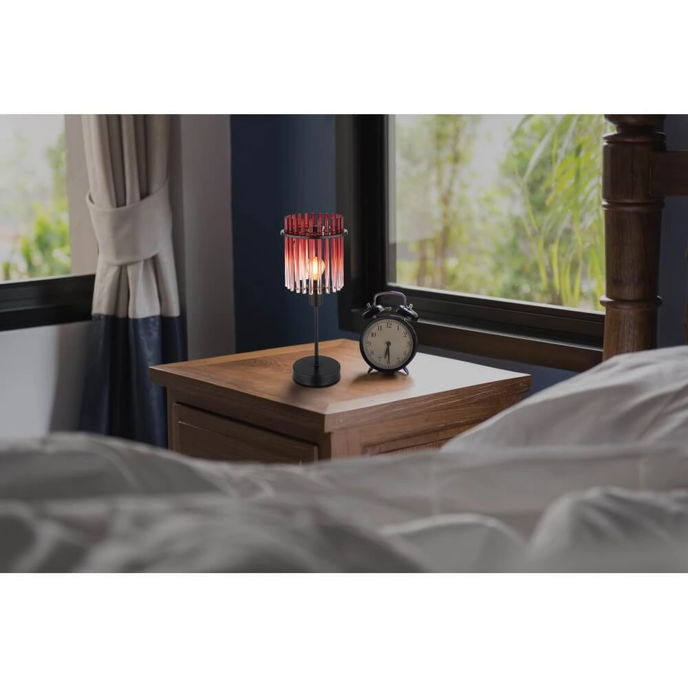 Black table lamp Gorley with red glass Ø 15cm Globo 9007371471959