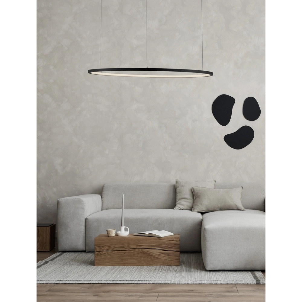 Round pendant lamp Tarquin black Ø 80cm