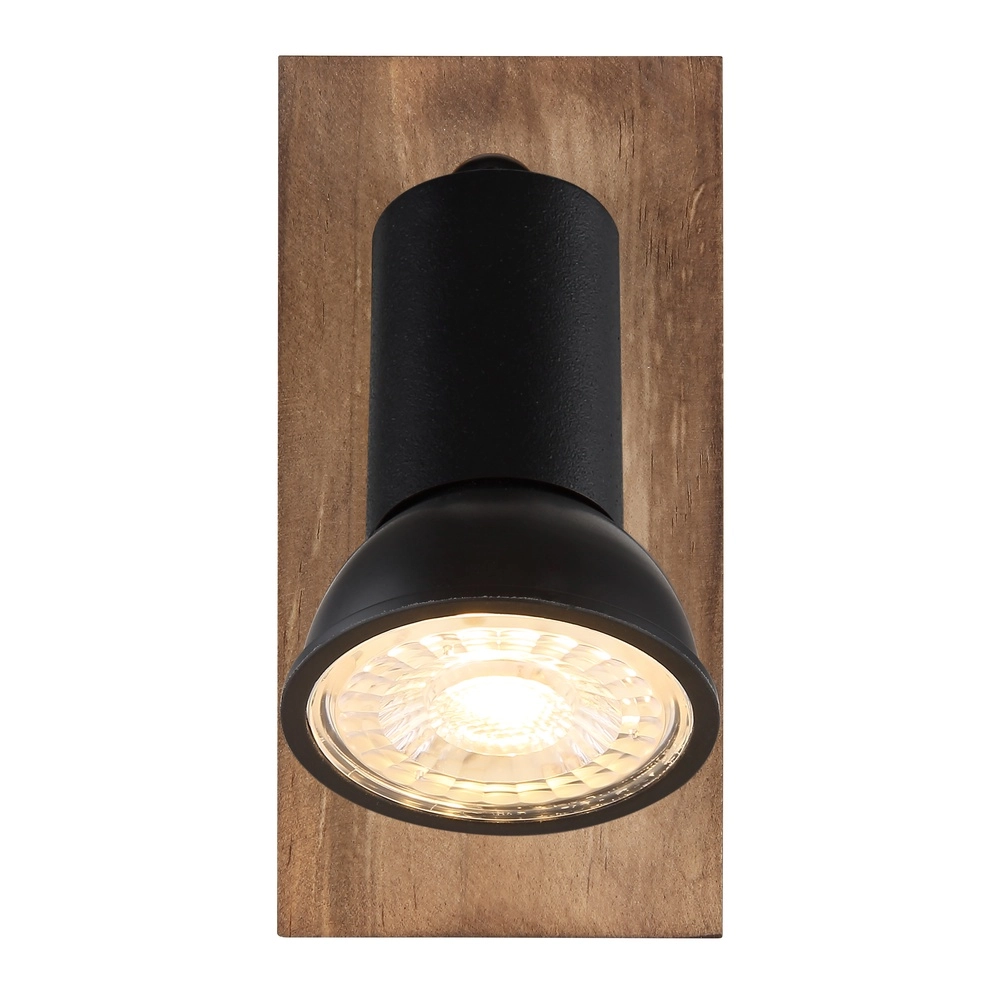 Surface-mounted spot Drew black with wood Globo 9007371442775