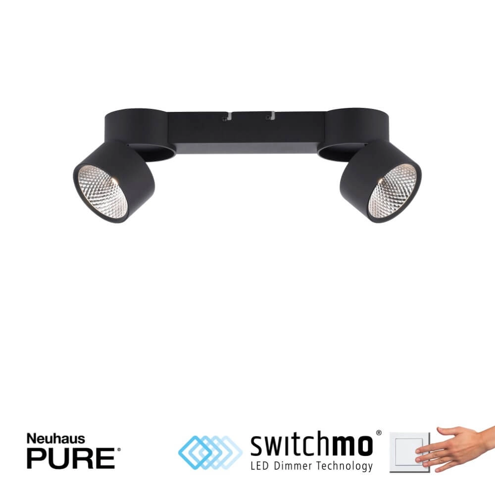 Ceiling lamp Pure Nola 2-light black Paul Neuhaus 4012248372005