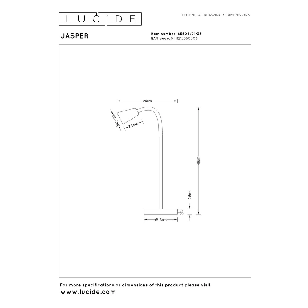 Desk lamp Jasper sand brown Lucide 5411212650306
