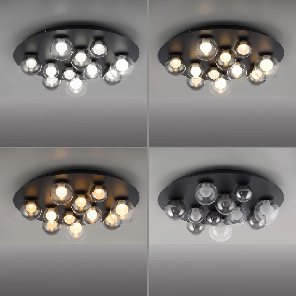 11-light ceiling lamp Pure Popup Mystic grey with smoke glass Paul Neuhaus 4012248397176