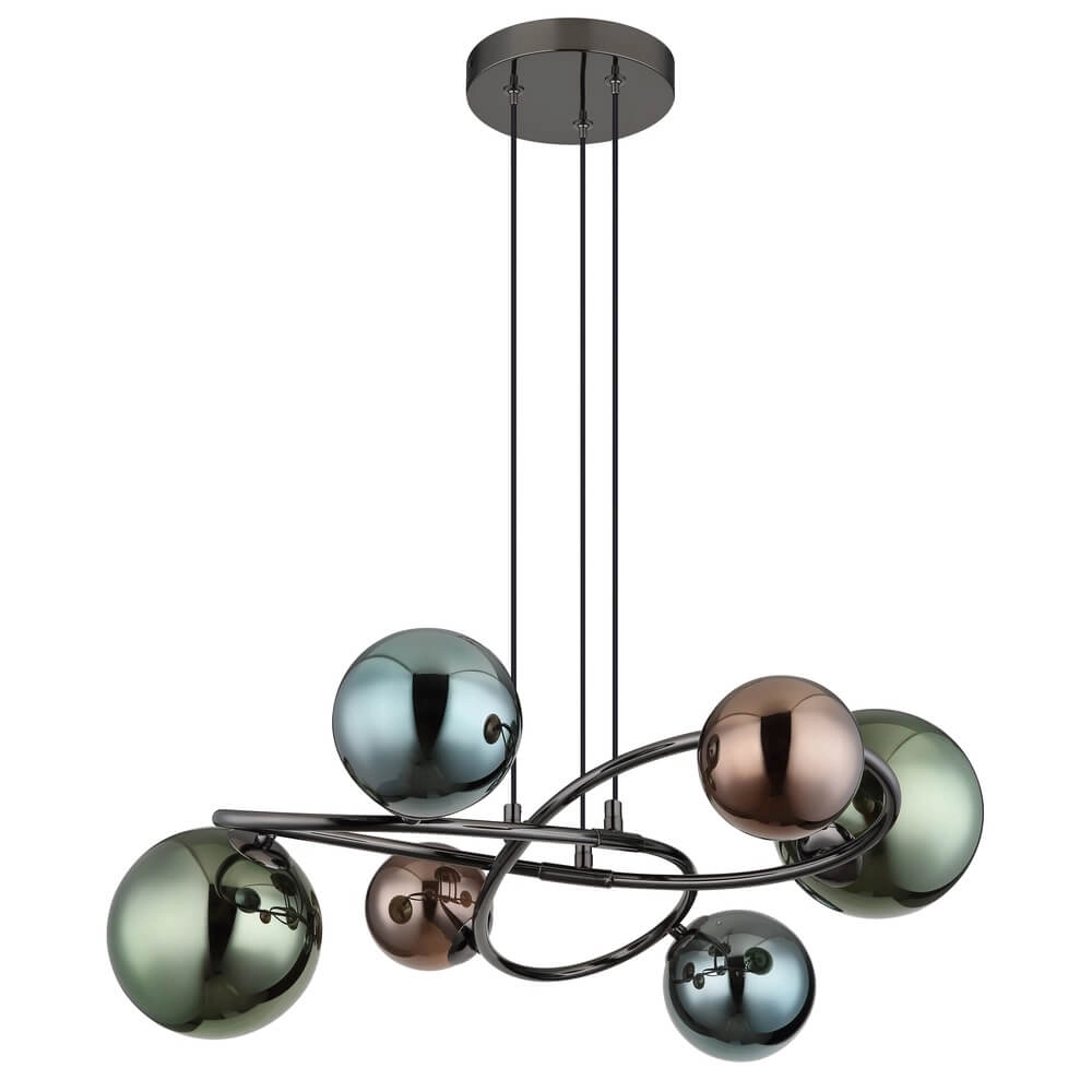Black pendant lamp Riha Coloured glass 6-lights Globo 9007371447114