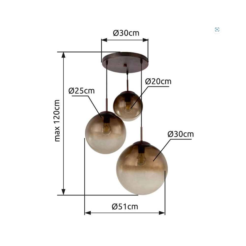 Glass vide pendant lamp Varus Ø 51cm Globo 9007371371846