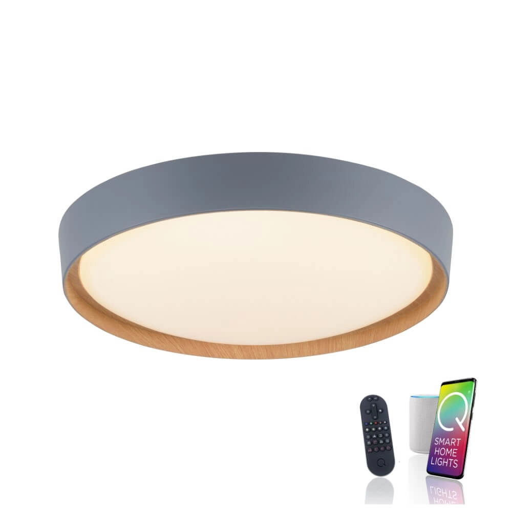 Round ceiling lamp Q-Emilia grey Paul Neuhaus 4012248366530