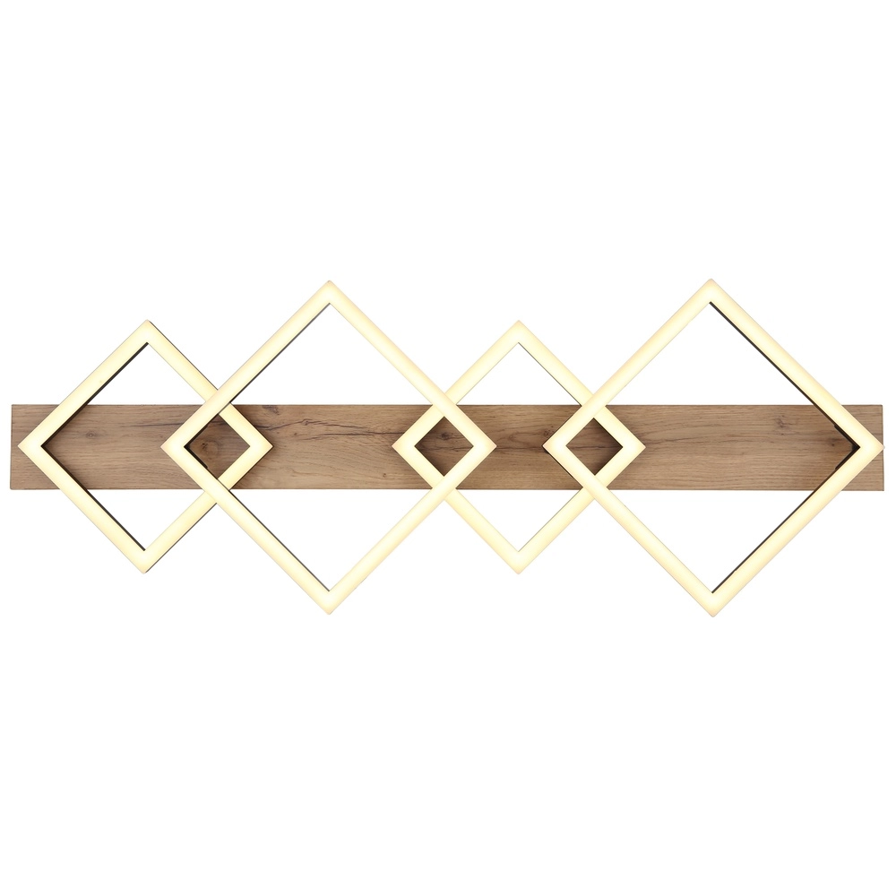 Ceiling lamp Beatrix 82cm squares black with wood Globo 9007371448395