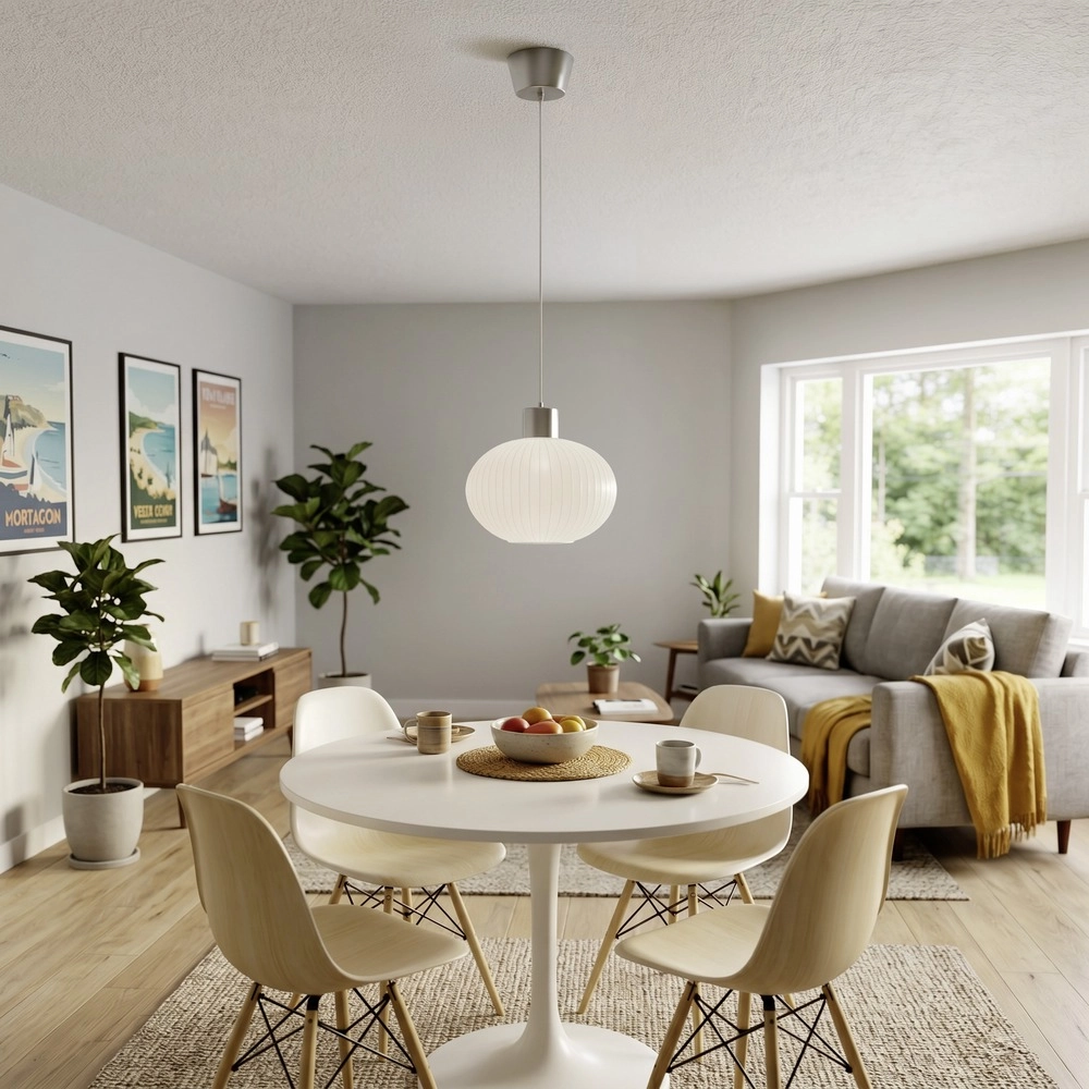 Design pendant lamp Dasmina chrome with white Ø 25cm