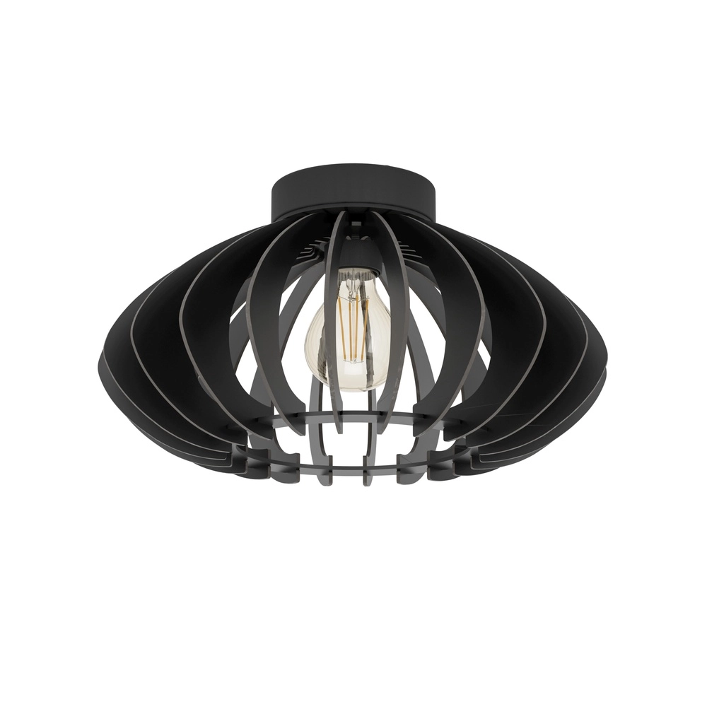 Wooden ceiling lamp Cossano 3 black - Ø 38cm