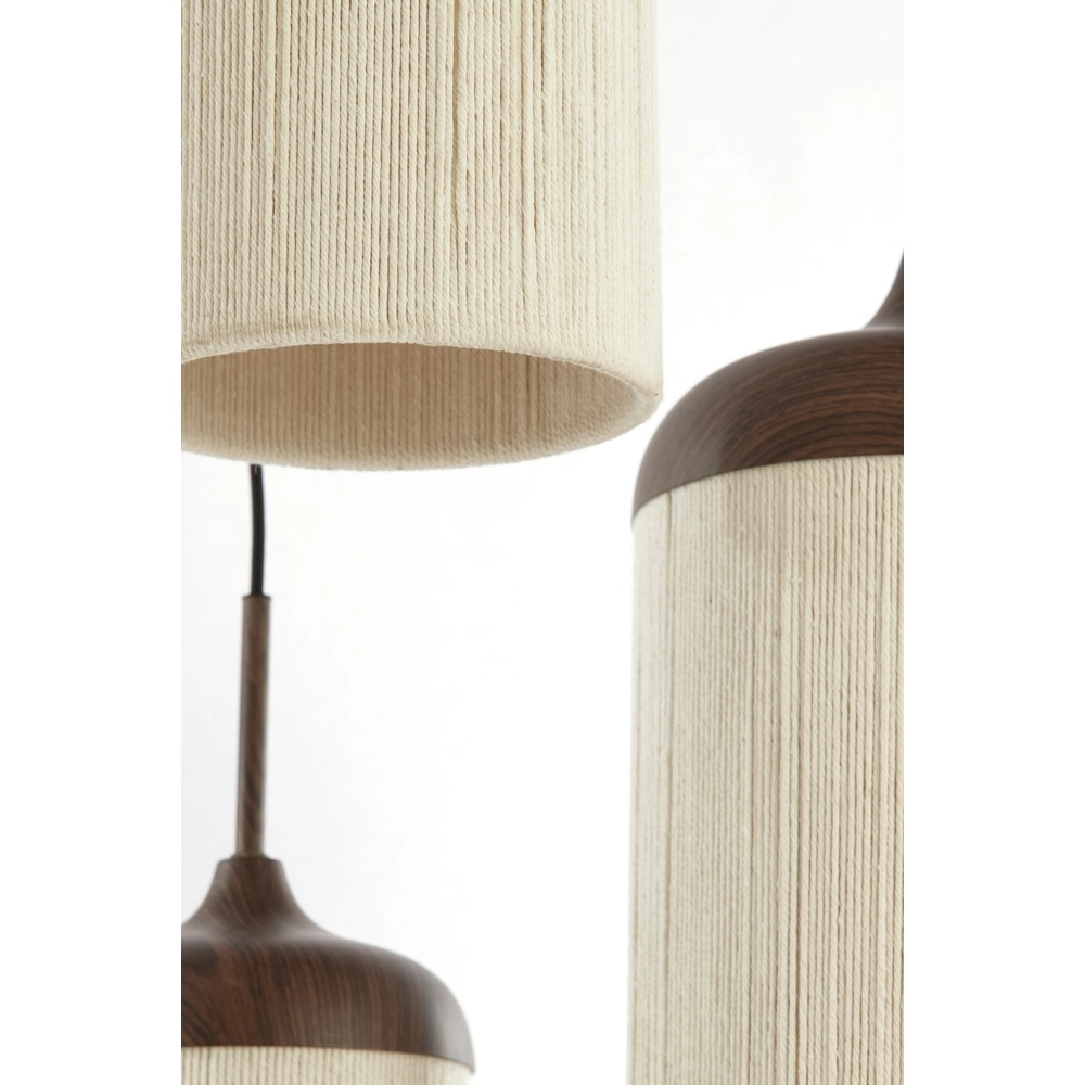 3-light pendant lamp Danialo walnut brown with rope Light & Living 8717807816711