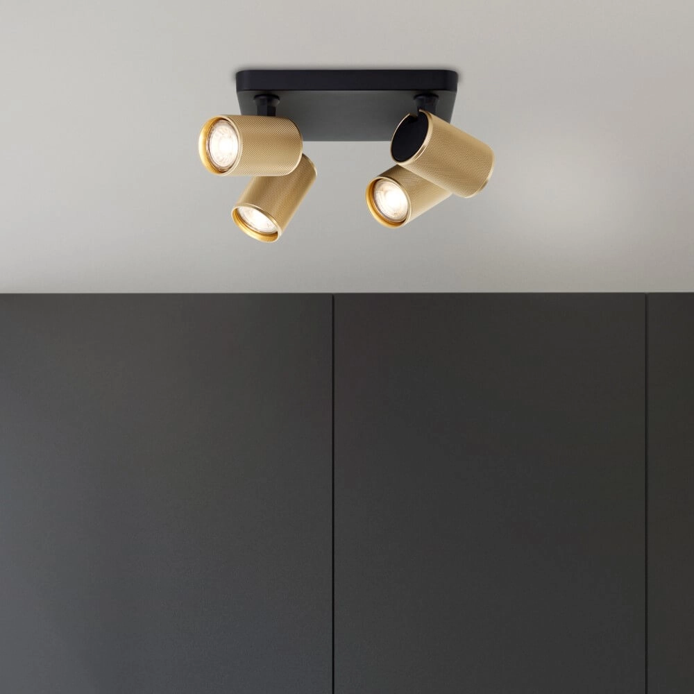 Square surface-mounted spotlight Marty black with gold Brilliant 4004353424434
