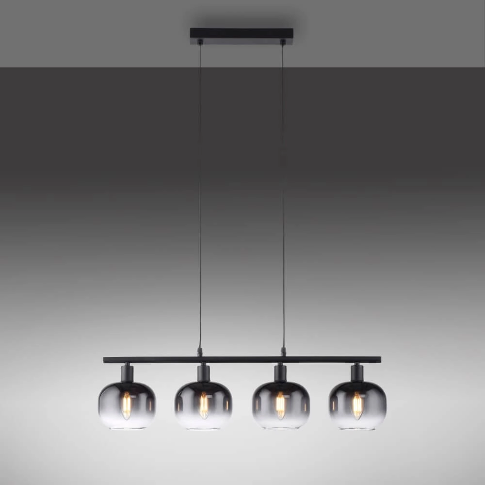 Black pendant lamp Zea 4-light Just Light 4043689993757