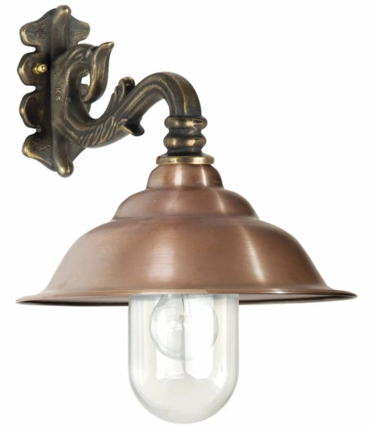Bronze wall lamp Chateau with copper shade