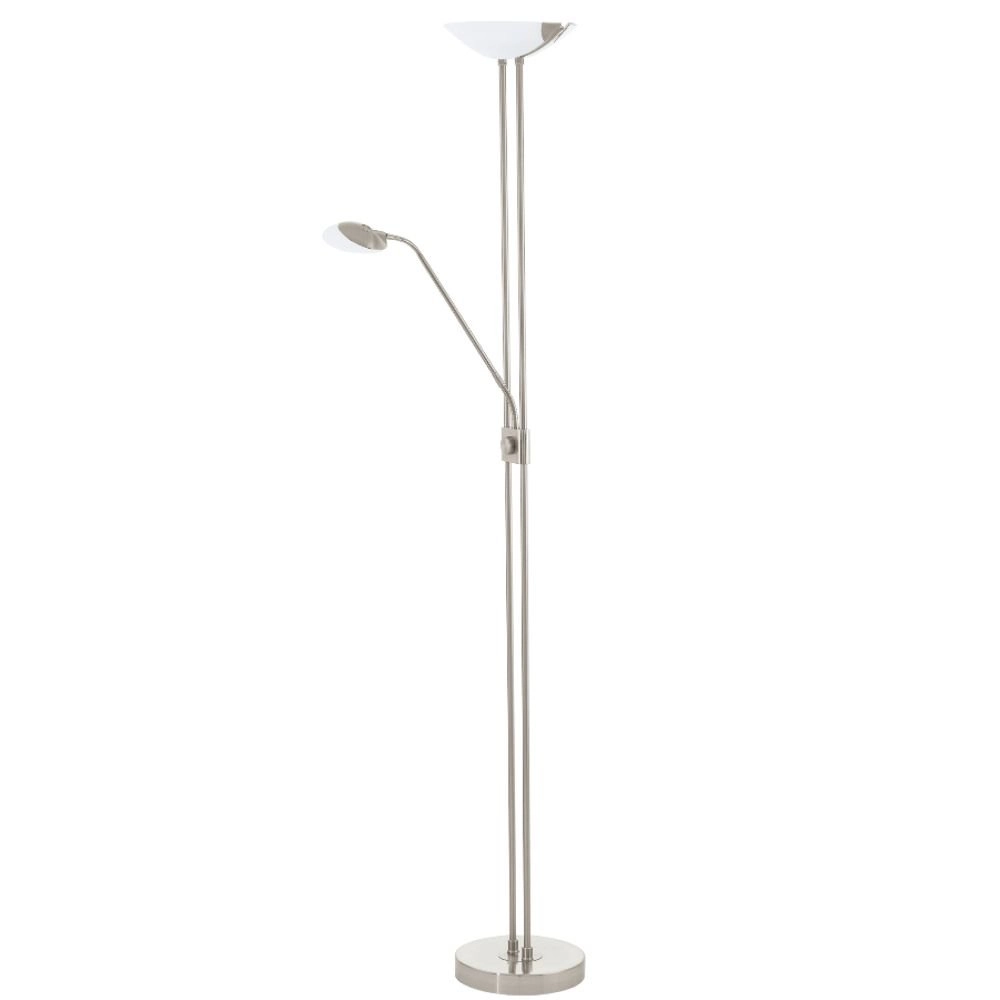 Floor lamp with reading lamp Baya matt chrome