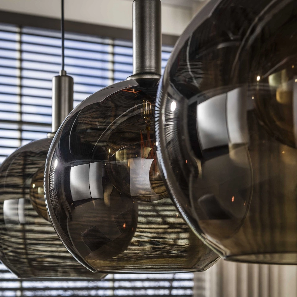 Glass pendant lamp Sfera 3x Ø 30cm - smoke glass Lyora 8716803512368