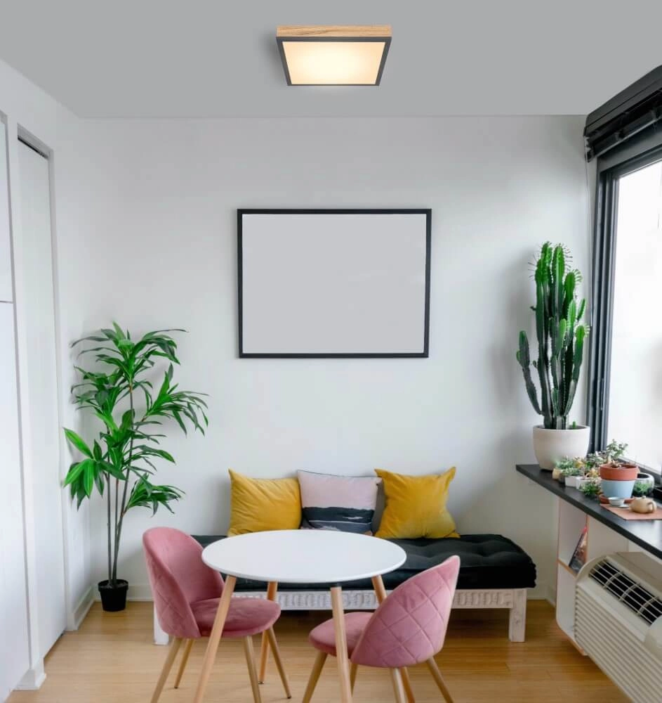 Wooden led ceiling light Doro 30x30cm Globo 9007371415991