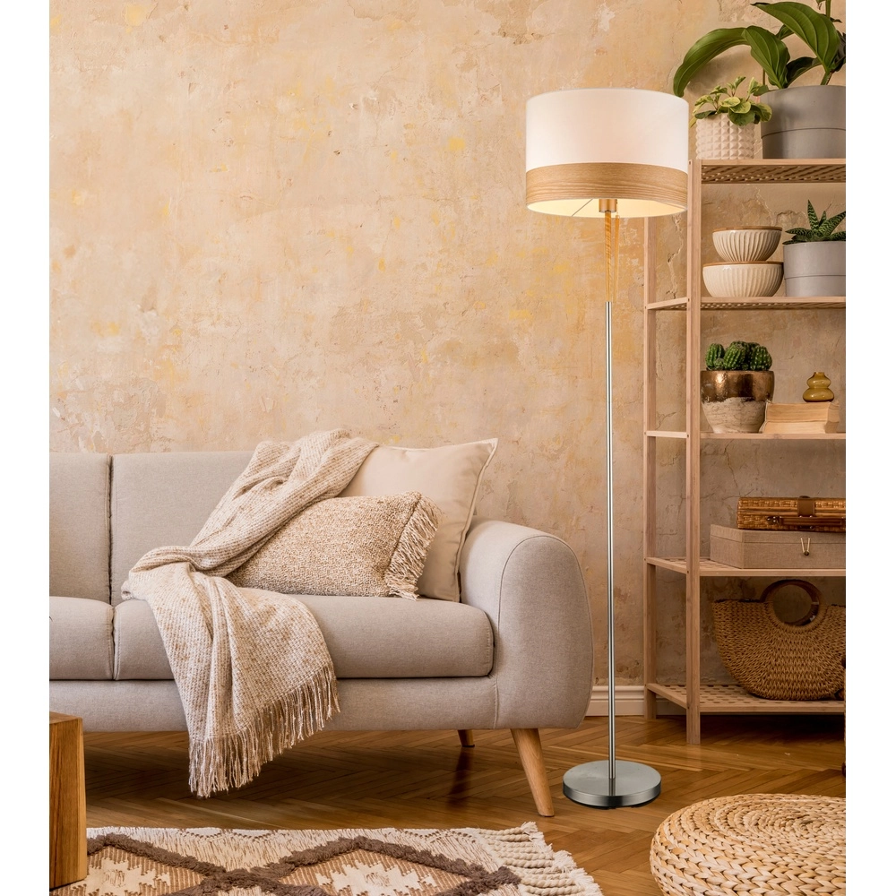 Floor lamp Chipsy with wood look Ø 40cm Globo 9007371337811