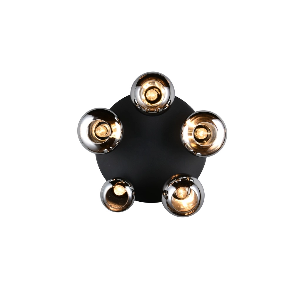 5-light ceiling lamp Lumina black with smoke glass Trio 4017807663181