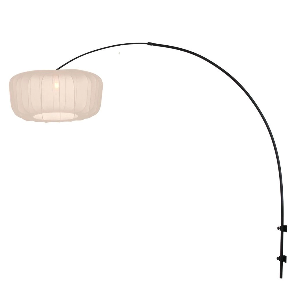 Black wall lamp Vela Lino with cream shade Ø60cm