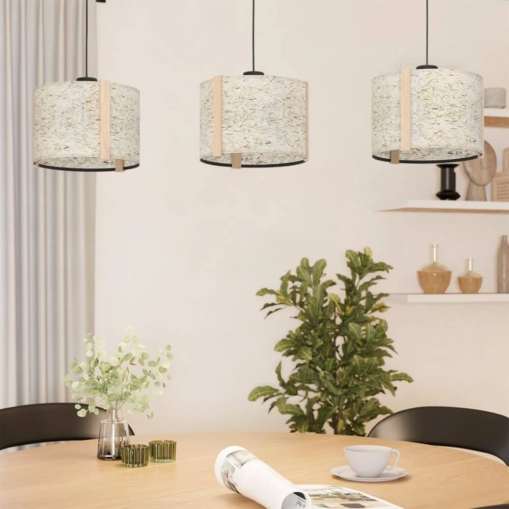 3-light hanging lamp Hontongas with beige shades Stars of Light 9008606274635