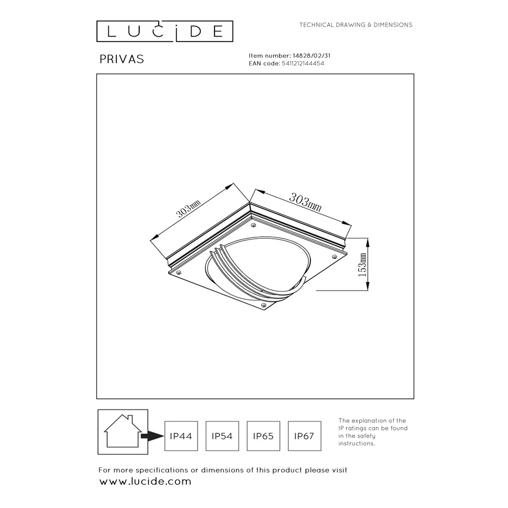 Wall lamp Privas Double Black Lucide 5411212144454