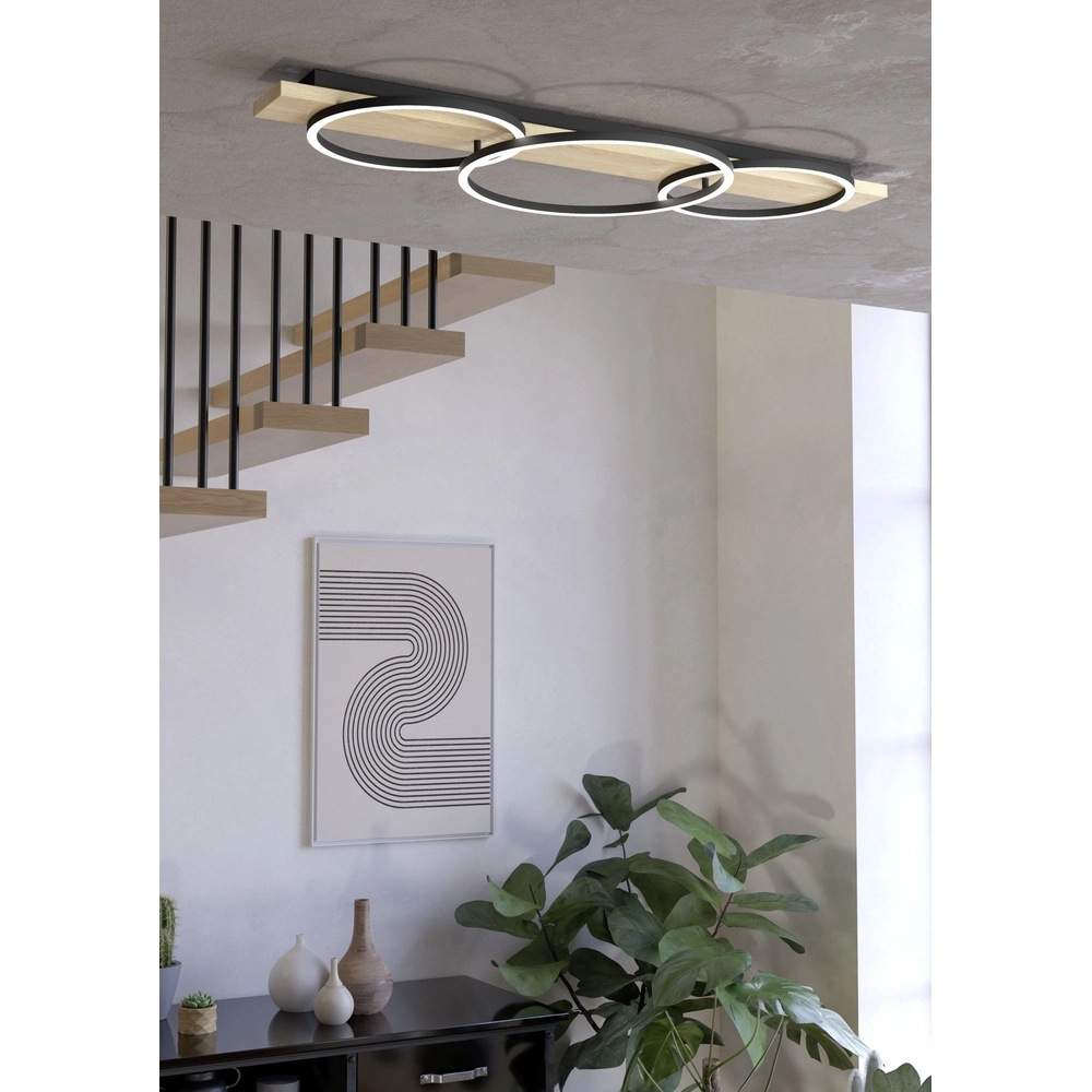 Ceiling lamp Boyal 3L - led - with wood look Eglo 9008606327249