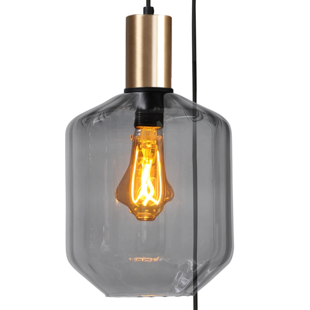 3-light loft hanging lamp - gold - Porto with Jagger glasses Masterlight 8718121270975
