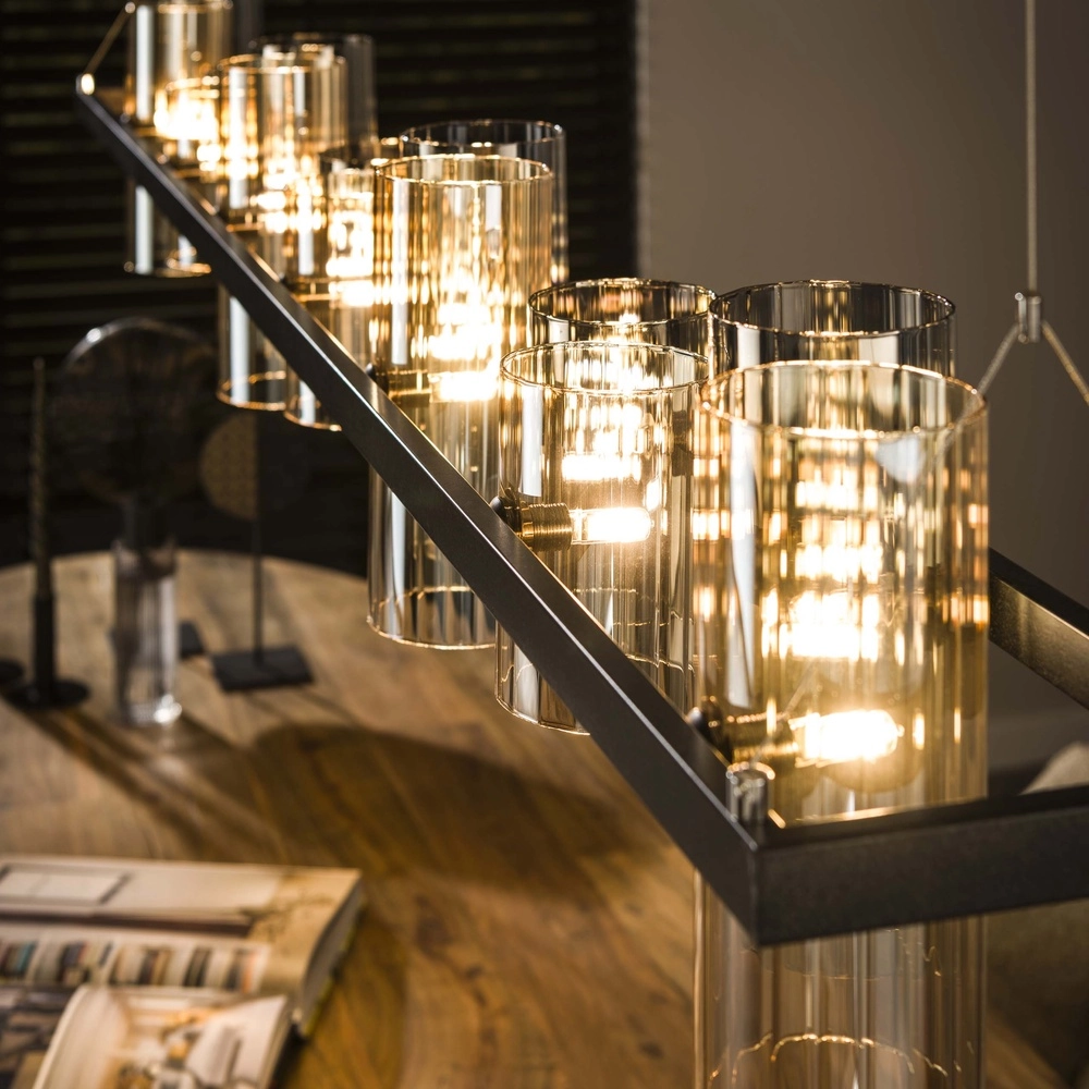 Pendant lamp Cylinder 190cm - smoke and amber glass Lyora 8716803512450