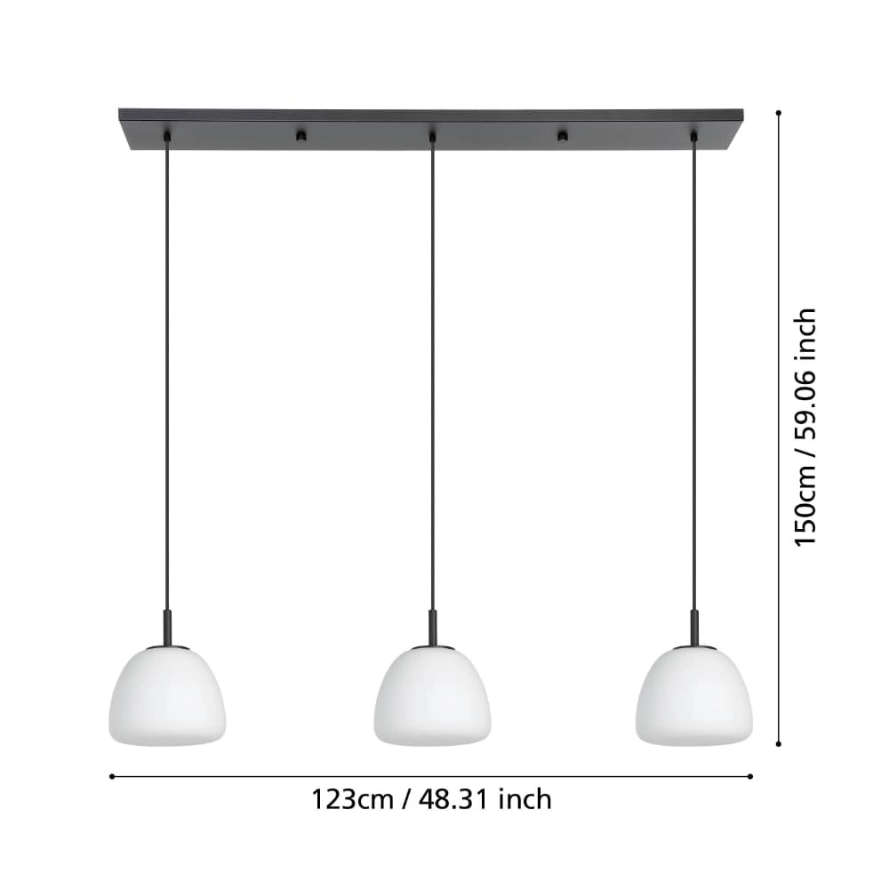 Dining room hanging lamp Balmes 3x opal glass Stars of Light 9008606243167