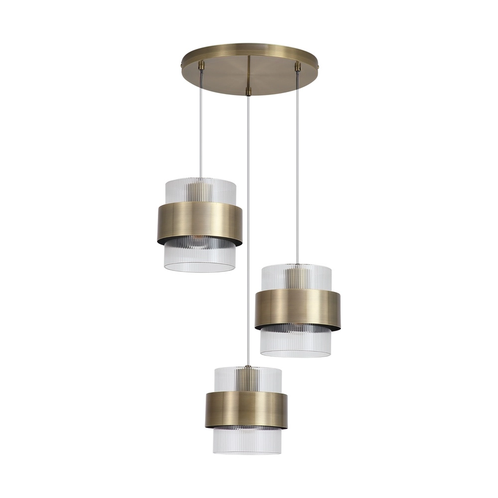 Pendant lamp Royal 3-light antique brass
