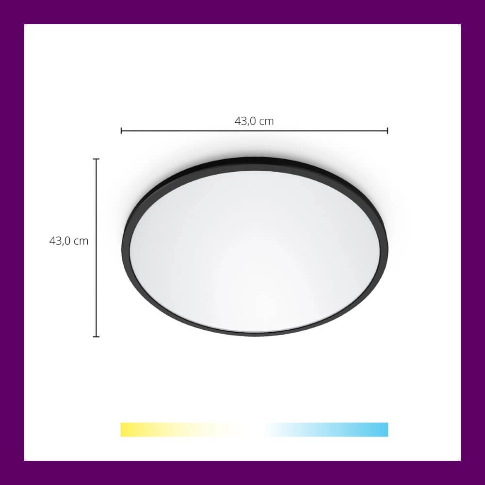 Smart ceiling light SuperSlim Ø 43cm - black WiZ 8719514554955