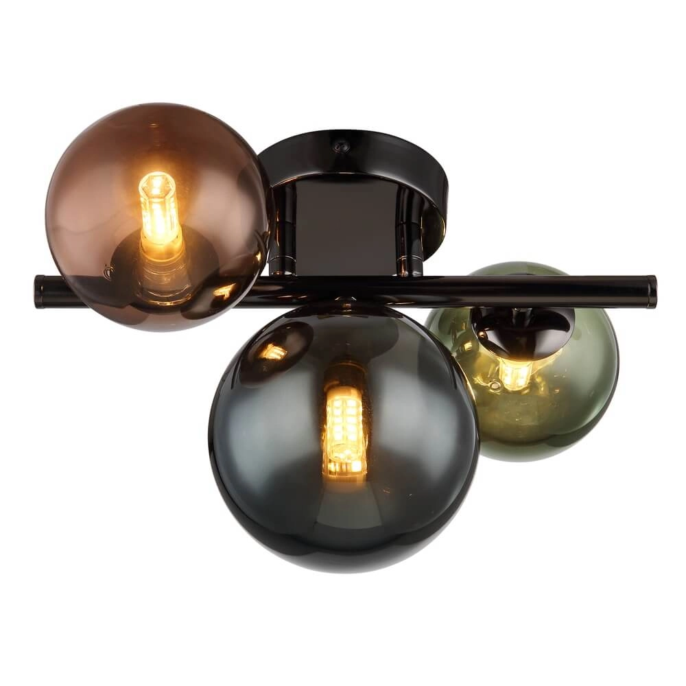 Black wall lamp Riha Colored glass 3-lights Globo 9007371453108