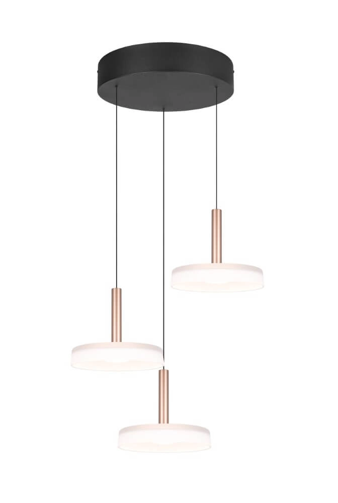 3-light LED pendant light Celeste white glass