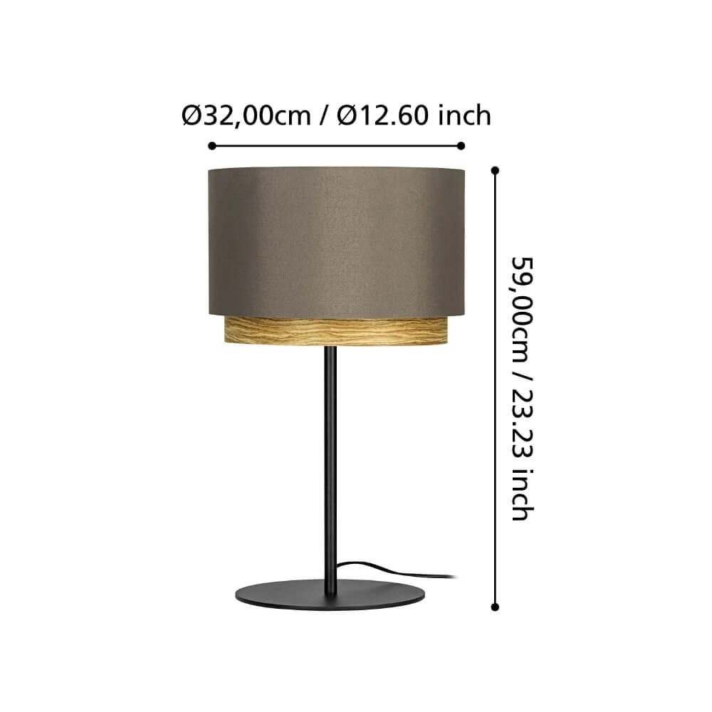 Table lamp Marchena cappucino with wood - Ø 32cm Stars of Light 9008606240081