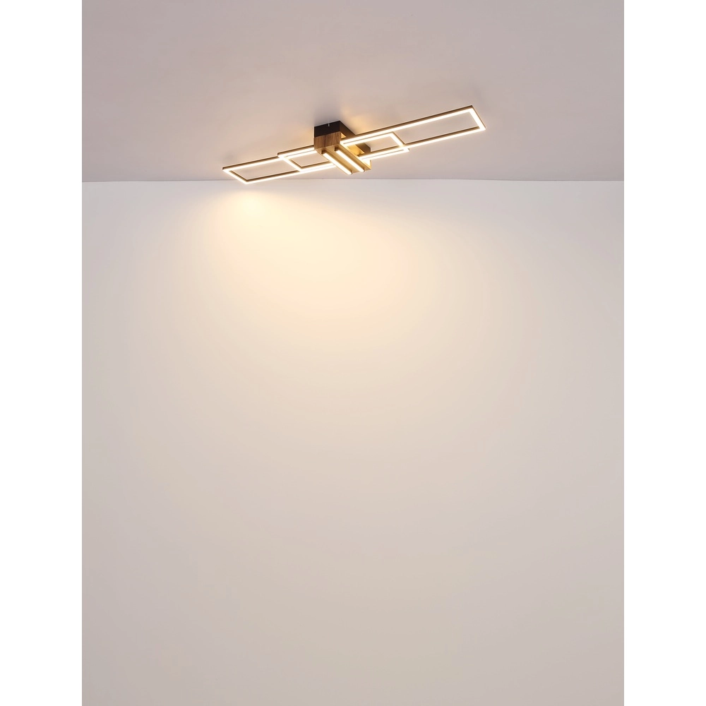 Modern ceiling lamp Dakari black with wood Globo 9007371528479