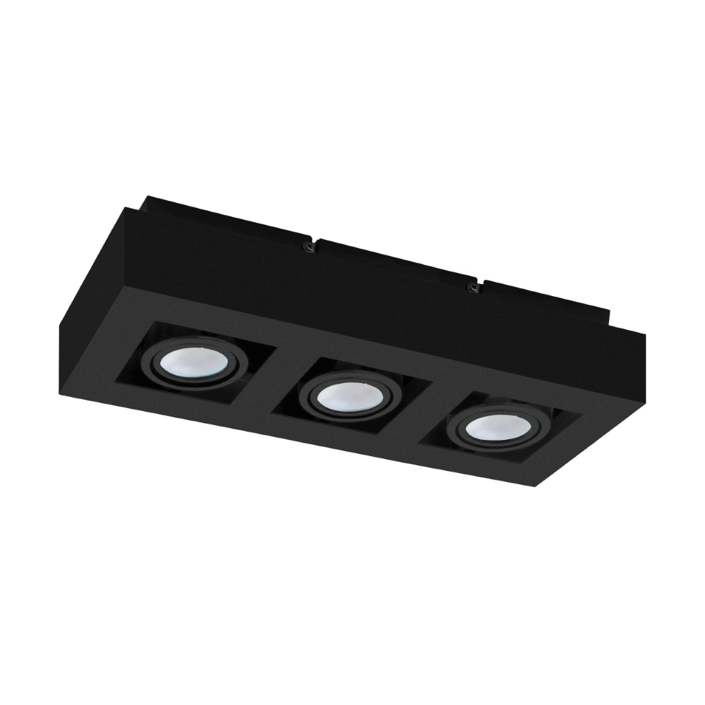 Black surface-mounted spotlight Mendoza 3-light