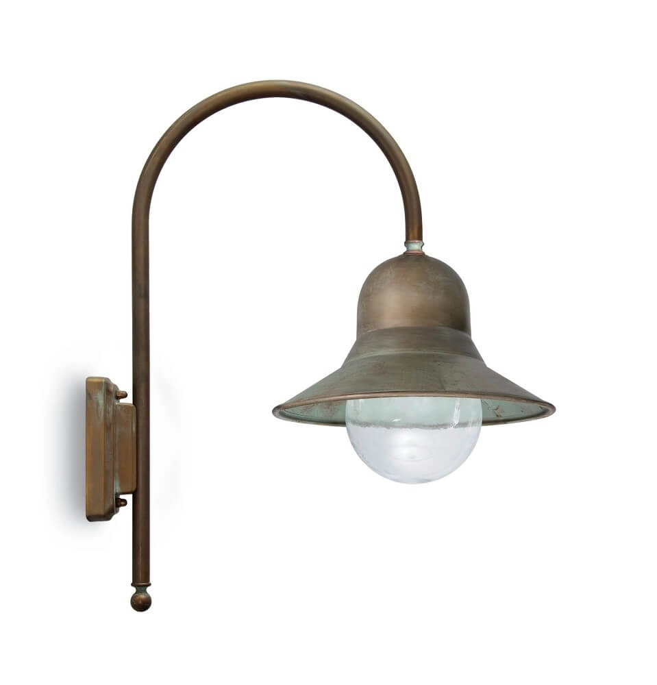Country wall lamp Campanula aged brass