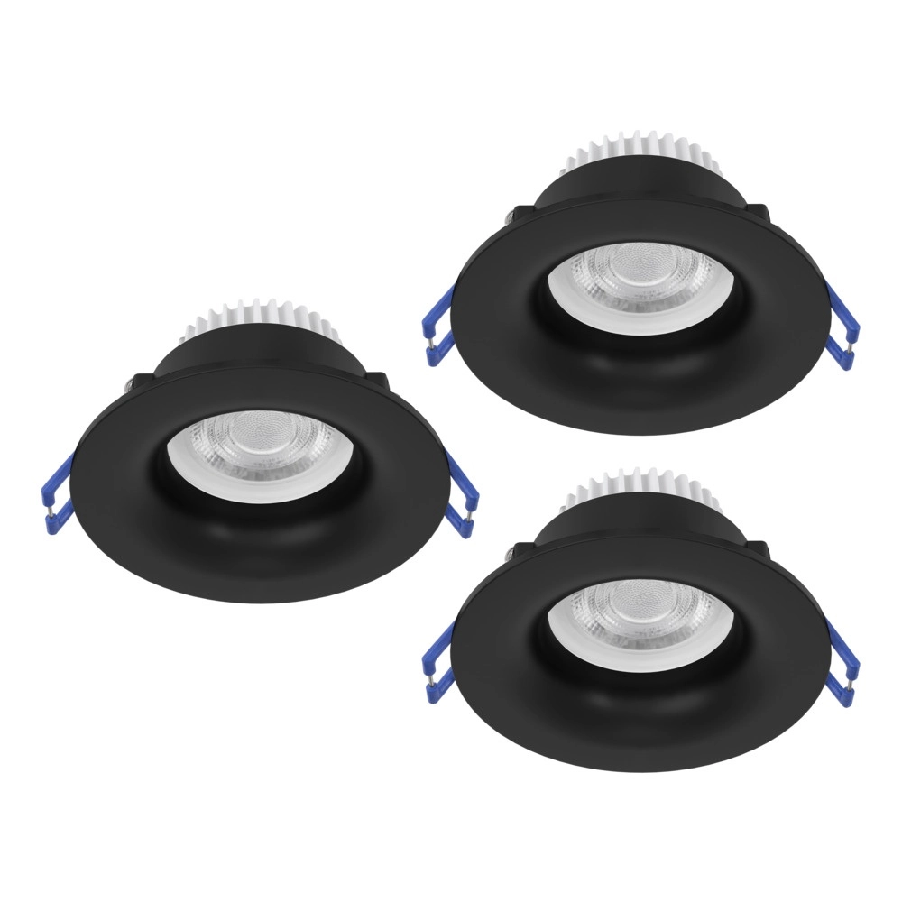 Set of 3 recessed spotlights Salabate black Ø 8.8cm IP65
