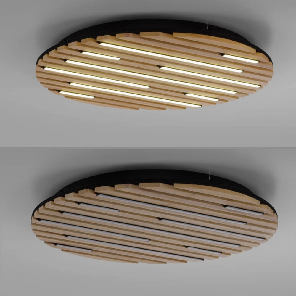 Round ceiling lamp Q-Akustik Ø 60cm wood Paul Neuhaus 4012248385364
