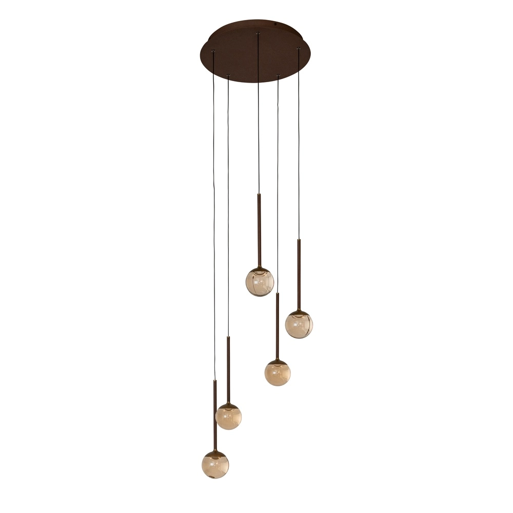 Design pendant lamp Calina 5-light with amber spheres Premium by Lucide 5411212242150